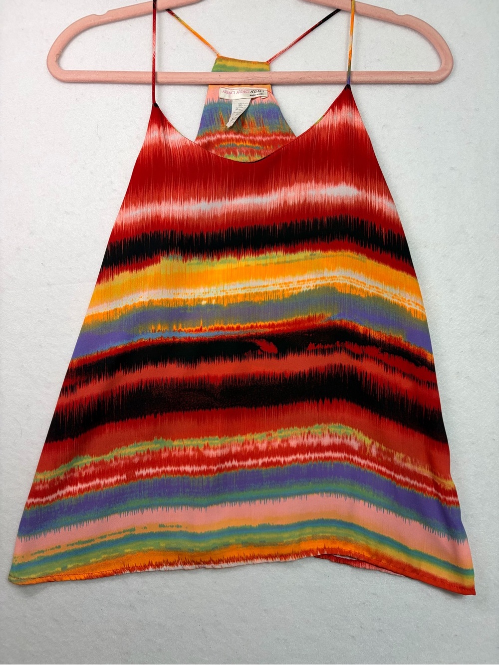 Vintage a'gaci Red Multicolor Striped Halter Tank Top